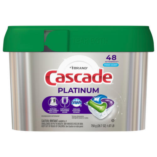 Cascade Platinum Fresh Scent ActionPacs with Dawn Dishwashing Detergent