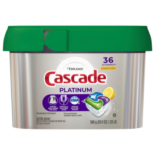 Cascade Platinum Lemon Scent ActionPacs with Dawn Dishwashing Detergent