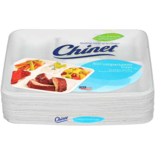 Chinet Classic White Compartment Trays Paper Plates 10 inch