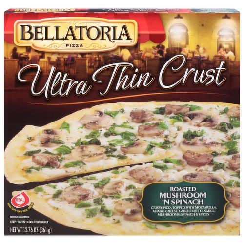 Bellatoria Ultra Thin Crust Mushroom 'N Spinach Pizza