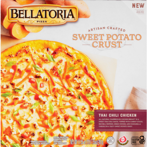 Bellatoria Thai Chili Chicken Pizza on Sweet Potato Crust