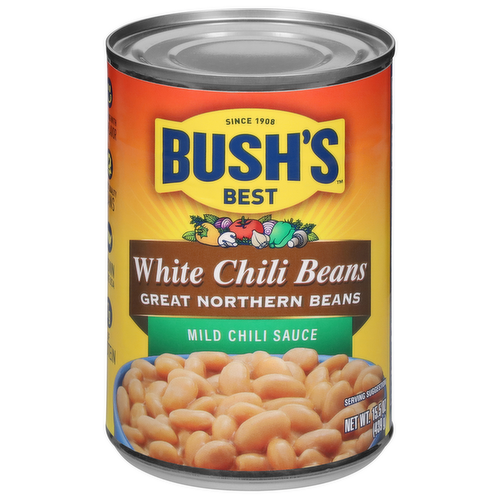 Bush's Best Chili Beans Great Northern White Beans in Mild White Chili Sauce