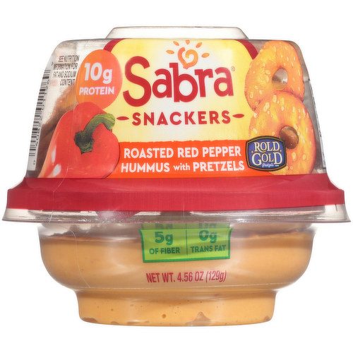 Sabra Roasted Red Pepper Hummus with Pretzels