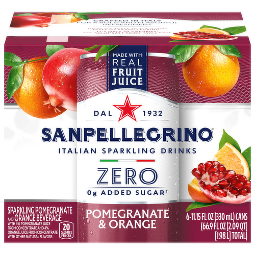 San Pellegrino Zero Pomegranate & Orange Italian Sparkling Drinks