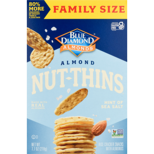Blue Diamond Almond Nut Thins Hint of Sea Salt Rice Crackers Family Size