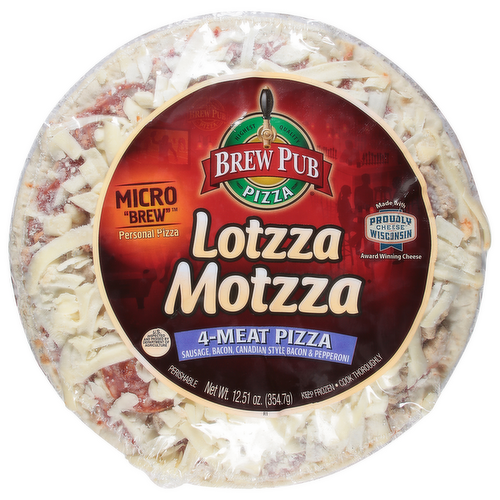 Brew Pub Micro Brew Lottza Motzza 4 Meat Pizza