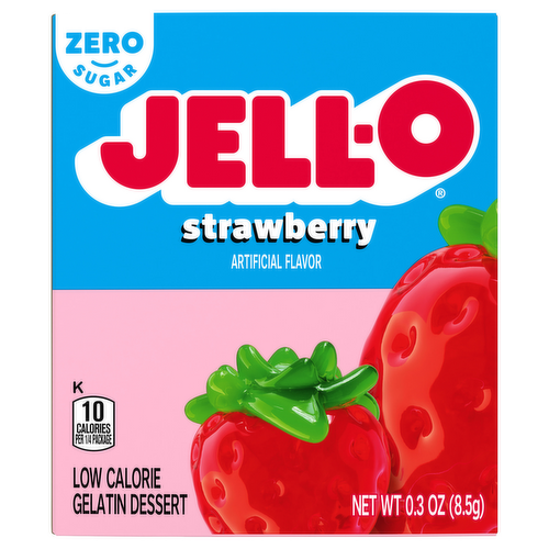 Jell-O Sugar Free Strawberry Low Calorie Gelatin Dessert Mix