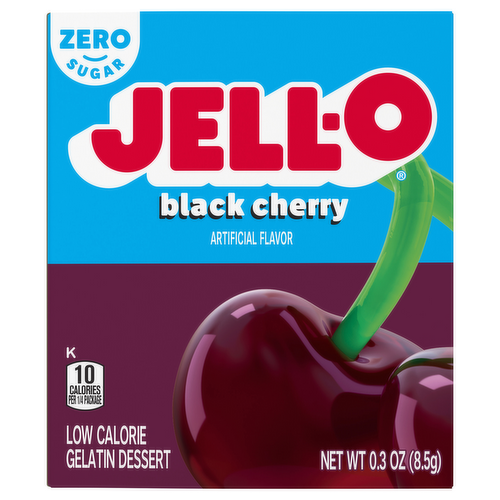 Jell-O Sugar Free Black Cherry Low Calorie Gelatin Dessert Mix