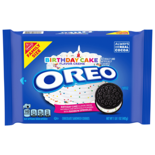 Oreo Birthday Cake Chocolate Sandwich Cookies Family Size