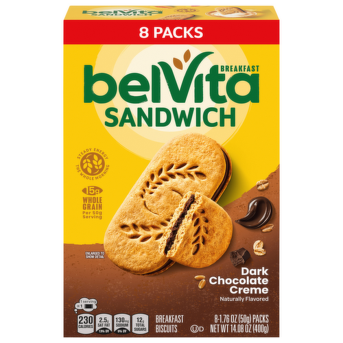 belVita Sandwich Dark Chocolate Creme Breakfast Biscuits
