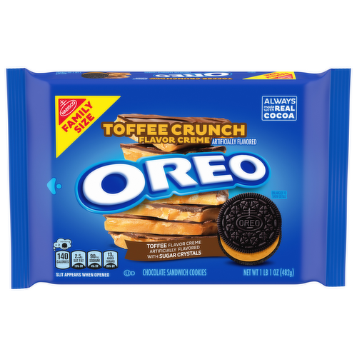 Oreo Toffee Crunch Flavor Creme Chocolate Sandwich Cookies Family Size