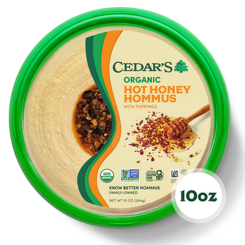 Cedar's Organic Hot Honey Hommus with Toppings