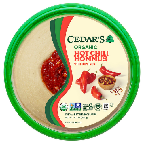 Cedar's Organic Hot Chili Hommus with Toppings