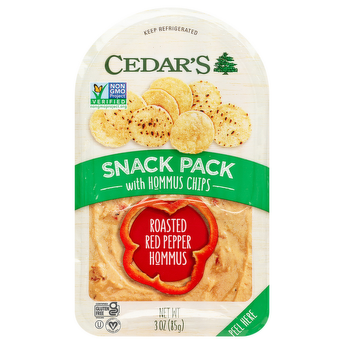 Cedar's Roasted Red Pepper Hommus with Hommus Chips Snack Pack