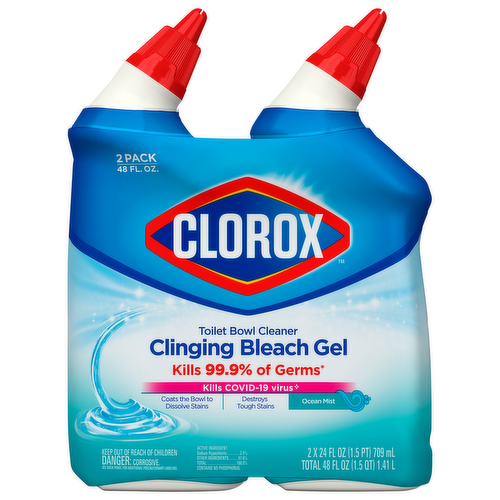 Clorox Clinging Bleach Gel Toilet Bowl Cleaner Cool Wave Scent Twin Pack