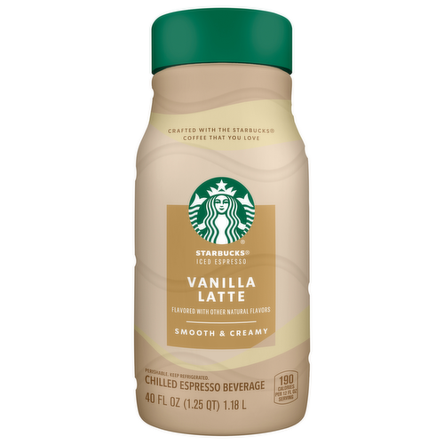 Starbucks Iced Espresso Vanilla Latte Flavored Chilled Espresso Beverage