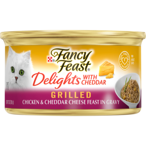 Fancy Feast Delights White Cheddar Grilled Chicken Cat Food in Gravy