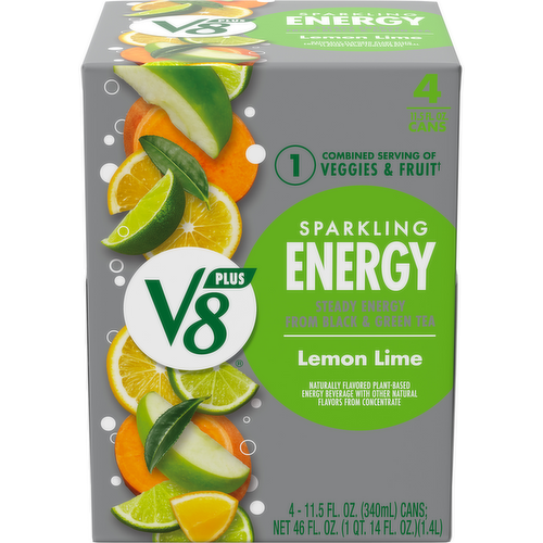 V8 Plus Sparkling Energy Lemon Lime Juice Drink