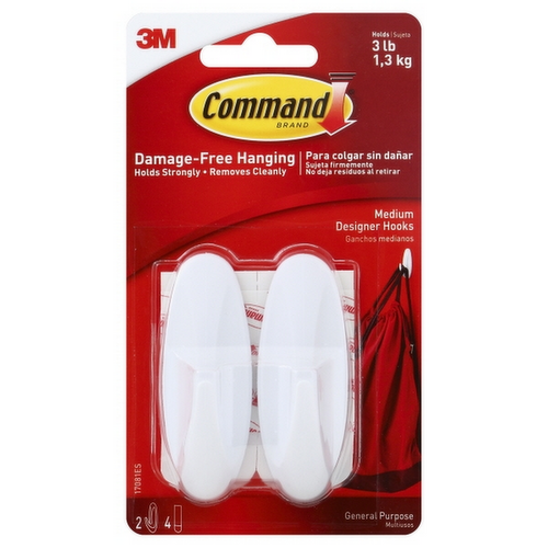 3M Command Designer Medium Hooks with Adhesive