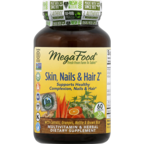 MegaFood Skin, Nails & Hair 2 Multivitamins & Herbal Tablets