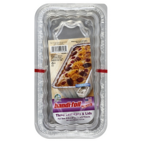 Handi-Foil Three Loaf Pans & Lids