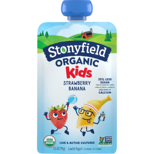 Stonyfield Organic Kids Strawberry Banana Lowfat Yogurt Pouch