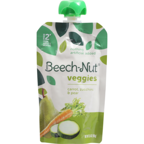 Beech-Nut Veggies Carrot Zucchini & Pear Stage 2 Baby Food Squeeze Pouch