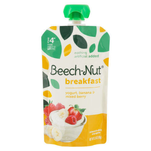 Beech-Nut Breakfast Yogurt, Banana & Mixed Berry Stage 4 Baby Food Squeeze Pouch