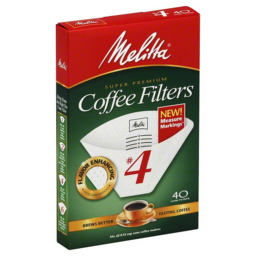 Melitta Cone No. 4 White Coffee Filters