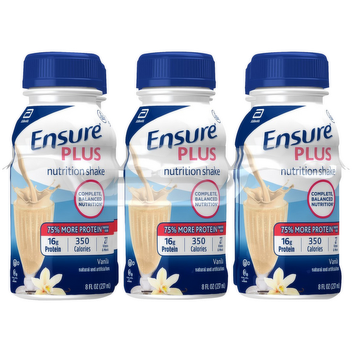 Ensure Plus Vanilla Nutrition Shake Ready-to-Drink Bottles