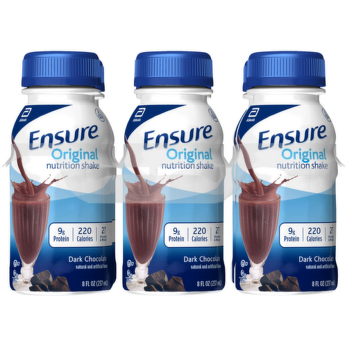 Ensure Original Dark Chocolate Nutrition Shake Ready-to-Drink Bottles