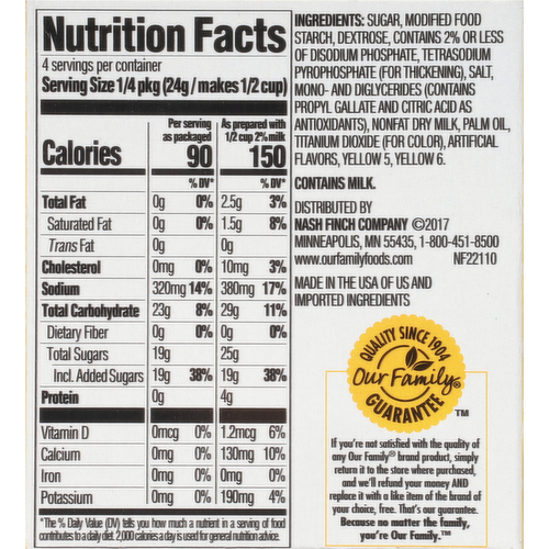 Our Family Vanilla Instant Pudding & Pie Filling Mix