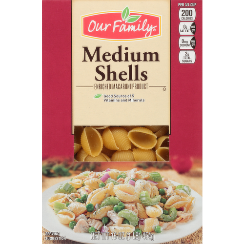 Our Family Medium Shells Pasta
