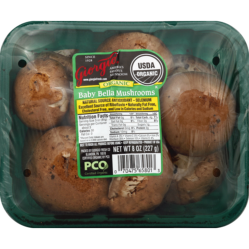 Giorgio Organic Whole Baby Bella Mushrooms