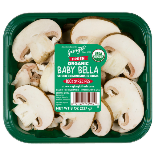 Giorgio Organic Sliced Baby Bella Mushrooms