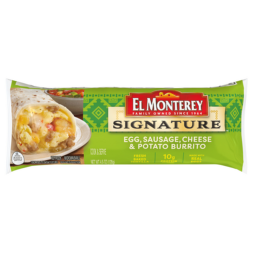 El Monterey Egg, Sausage, Cheese & Potato Signature Breakfast Burrito