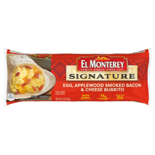 El Monterey Egg, Applewood Smoked Bacon & Cheese Signature Breakfast Burrito