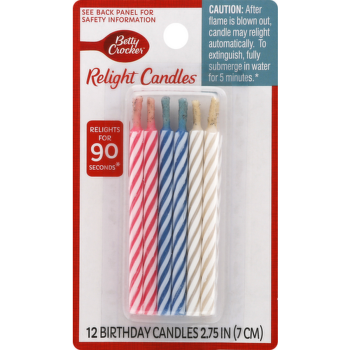 Betty Crocker Relight Birthday Candles, Assorted Colors 2.75 Inch