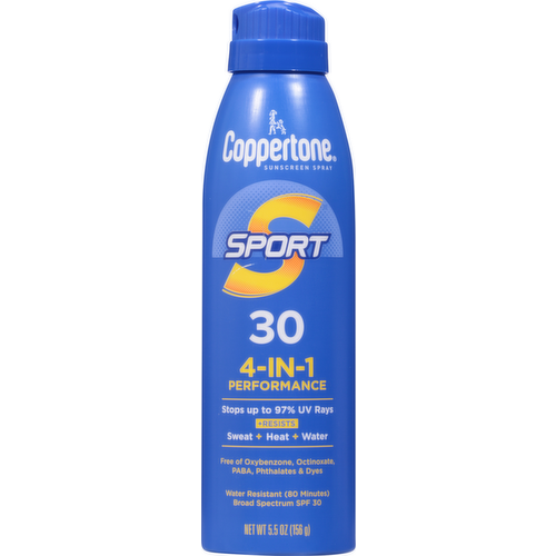 Coppertone Sport Broad Spectrum SPF 30 4-In-1 Performance Sunscreen Spray