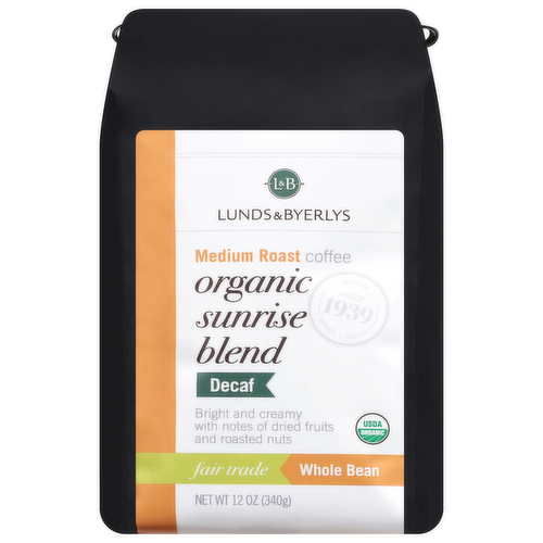 L&B Organic Whole Bean Decaf Sunrise Blend Coffee