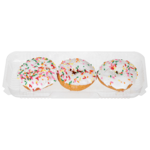 L&B White Iced Cake Donuts with Sprinkles