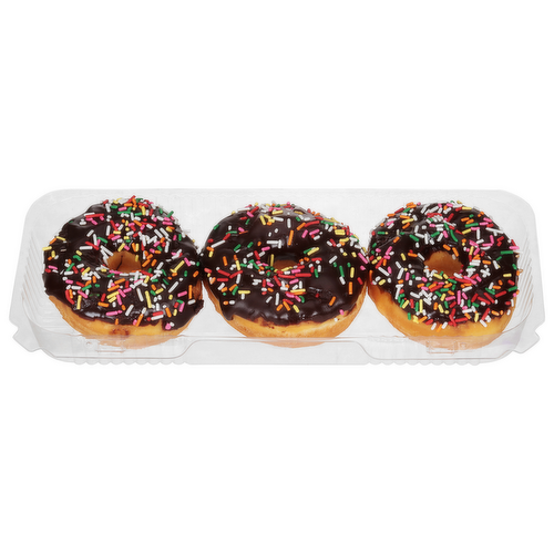 L&B Chocolate Iced Raised Donuts with Sprinkles