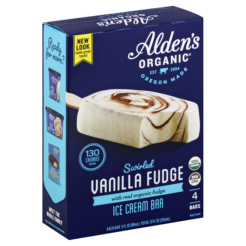 Alden's Organic Swirled Vanilla Fudge Ice Cream Bars