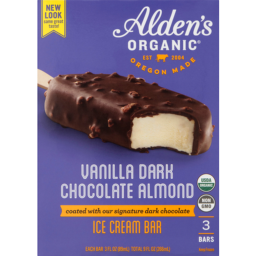 Alden's Organic Vanilla Dark Chocolate Almond Ice Cream Bars