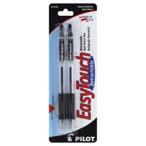 Pilot Easy Touch Retractable Medium Black Ink Ballpoint Pens