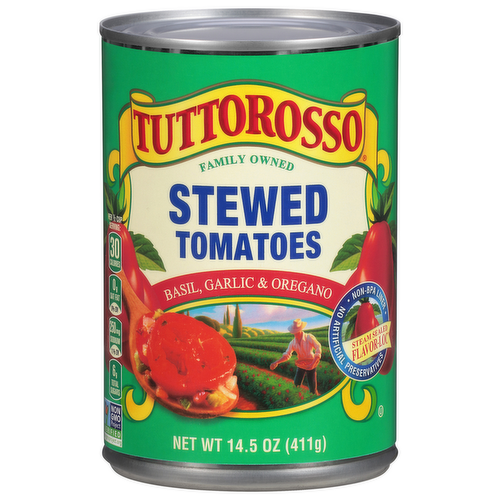 Tuttorosso Stewed Tomatoes With Basil, Garlic & Oregano