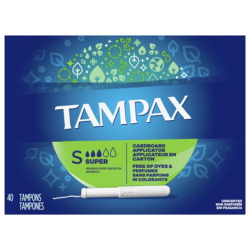 Tampax Cardboard Applicator Super Unscented Tampons