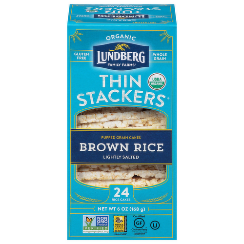 Lundberg Family Farm Organic Brown Rice Thin Stackers Lightly Salted Rice Cakes