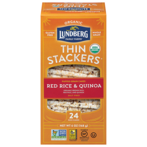 Lundberg Family Farms Thin Stackers Salt-Free Organic Red Rice & Quinoa Puffed Grain Cakes