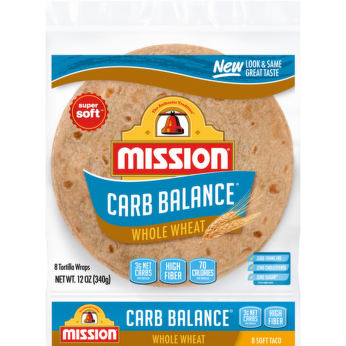 Mission Carb Balance Whole Wheat Soft Taco Tortilla Wraps